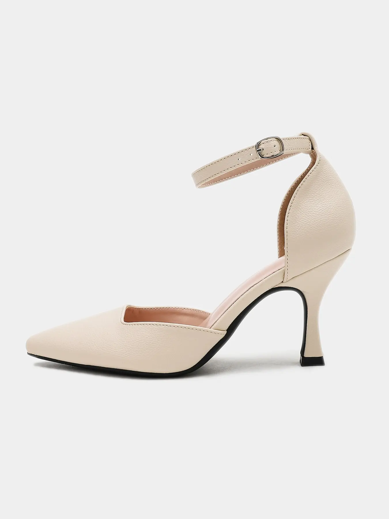 Women's Faux Leather Pointed Toe Flared Heel Pumps, Ankle Strap Hollow Out Heeled Shoes for Work, Office, Daily Wear, EU Size 35-42	