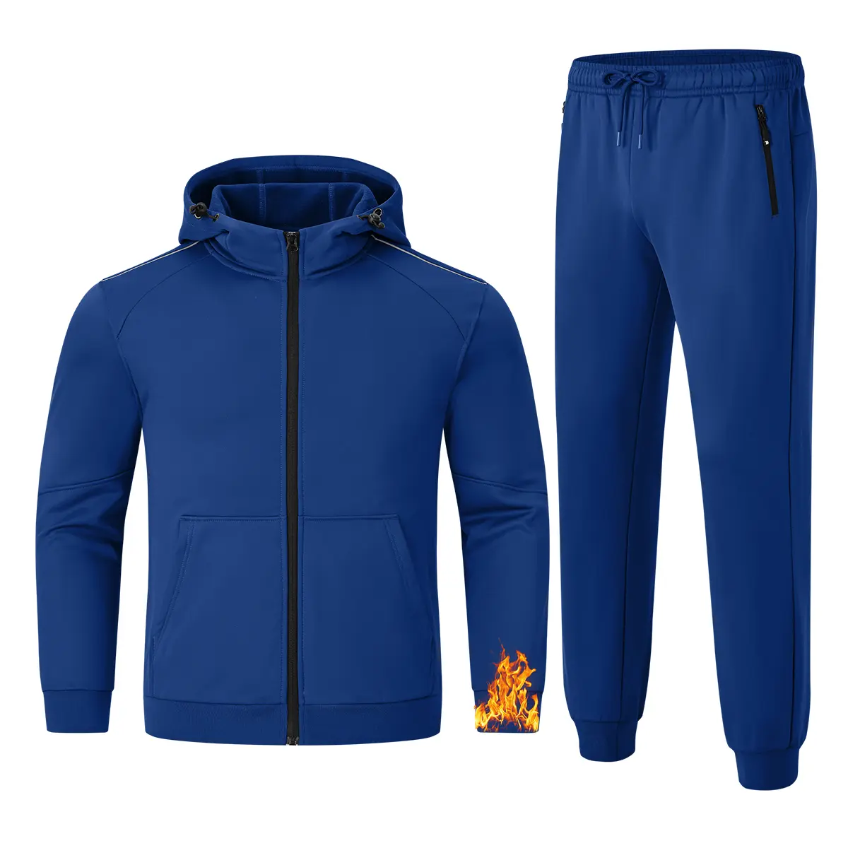 GOPUNE Men's 2 Piece Fleece lined Casual Jogging Workout Gym Warm Up Tracksuits Sweatsuits  With Hood Full Zip Sets