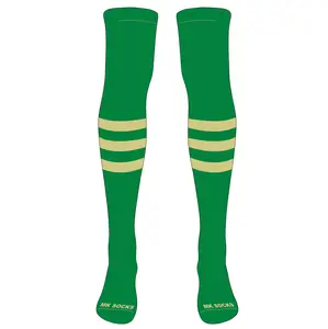 MK Socks Striped Over the Knee Baseball, Football Socks (A) Kelly Green, Vegas Gold