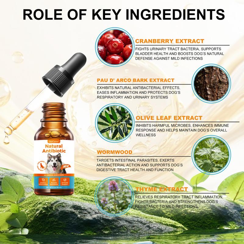 OurCares Natural Liquid Drops for Dogs (Chicken Flavor) – 60ml | With Cranberry, D-Mannose & Echinacea, Supports Urinary Tract Health, Fights Infections & Boosts Immunity