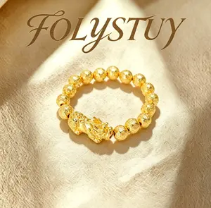 [The money beads are 10.3mm wide, PiXiu is 14mm wide, and the length is 31.8mm PiXiu coin bead bracelet]【FOLYSTUY(W178)】PiXiu coin bead bracelet - Exquisite Delicate Ornament for Any Occasion