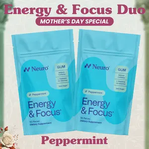 Energy & Focus Duo - Caffeine Gum - Peppermint (2-Bulk Pouches)
