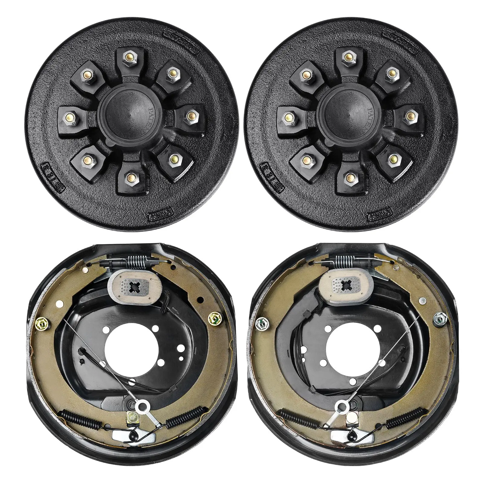 【Summerfinds】VEVOR Cast Iron Trailer Hub Drum Kits - 8 on 6.5" B.C., 12x2 in Electric Self-Adjusting Brake Assembly, 5-Hole Mounting, DIY-Friendly Backing Plates for 7000 lbs Axle Brake System Part Replacement, Five Holes, Dexter, Dc12v/2.8-4.2A, Top-Notc