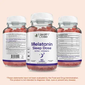 Health Dose Melatonin 6mg Extra Strength Gummies 90 Count Mixed Berries Flavor Sleep Support Supplement  Adults Promotes Restful Sleep Made with Care.