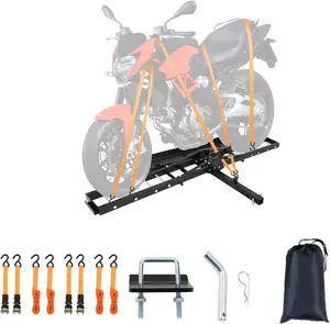 Motorcycle Hitch Carrier with Ramp 500LBS,Heavy Duty Steel Dirt Bike Hauler,Motorcycle Rack for Bicycle,Dirt Bike,Hitch Receiver for Tires Up to 5.5" W,2" Receiver