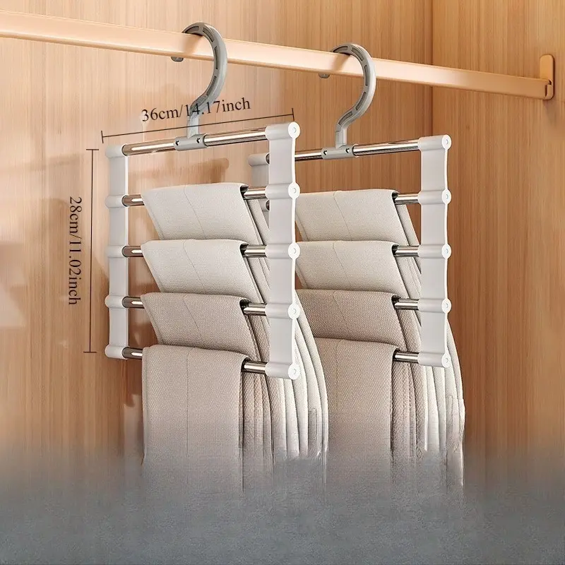 2pcs cloud ladder pants hanger, saves up to 80% space, cloud ladder design, suitable for pants, leggings, scarves, ties, bed sheets, dormitory essential, wardrobe organization and storage hanger for clothes