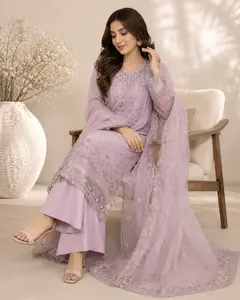 Women's Formal Embroidered Plus-Size Partywear Dress, Pakistani Style Lady's Comfortable Outfit for Elegant Occasions - Eid Wears