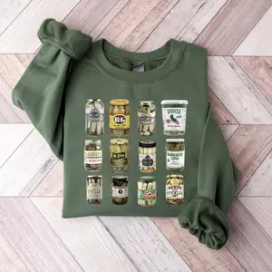Retro Canned Pickles Pickle Lovers Graphic Sweatshirt, Funny Pickle Canning Foodie Pullover Hoodie For Men & Women
