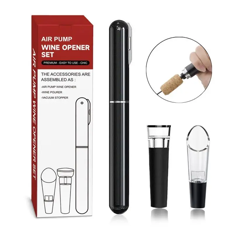 Air Pump Wine Opener Set with Vacuum Stopper & Pourer,Wine Bottle Opener Kit with Foil Cutter,Home Bar Accessories for Dinner Parties,Housewarming,Thanksgiving & Christmas Gifts