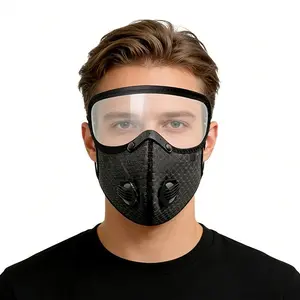 Detachable Outdoor Sports Mask, Dustproof, Reusable for Cycling Motorcycle Off-Road, Unisex Geometric Pattern, Velcro Closure, Hand Wash Required