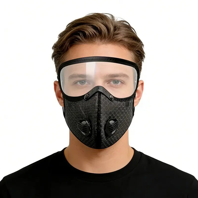 Detachable Outdoor Sports Mask, Dustproof, Reusable for Cycling Motorcycle Off-Road, Unisex Geometric Pattern, Velcro Closure, Hand Wash Required