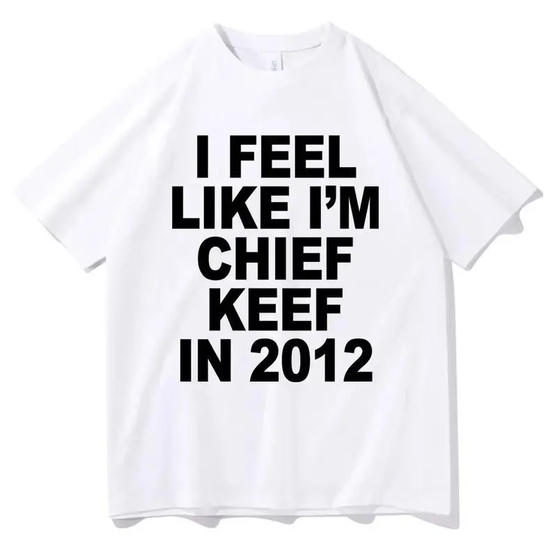Men's Oversized 2XL Boxy Cotton Shortsleeve Sports Top - Casual Round Neck Tee with 2012 Chief Keef Graphic Print Funny Rap Meme Design, T-Shirt, Boxy Cotton Tee, Chief Keef Meme