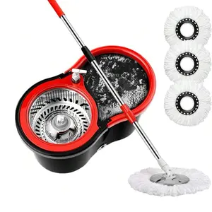 Spin Mop And Bucket With Wringer Set, 360° Mop And Bucket System With 3 Microfiber Mop Refills And 61" Extended Handle, Spinning Mop Bucket For Floor Cleaning Christmas Gifts Home Essentials