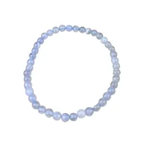 Blue Chalcedony Natural Crystal Bead Bracelet 4mm Handmade for Adults Promotes Calm Confidence & Focus Durable Stretch Cord Gift Ready