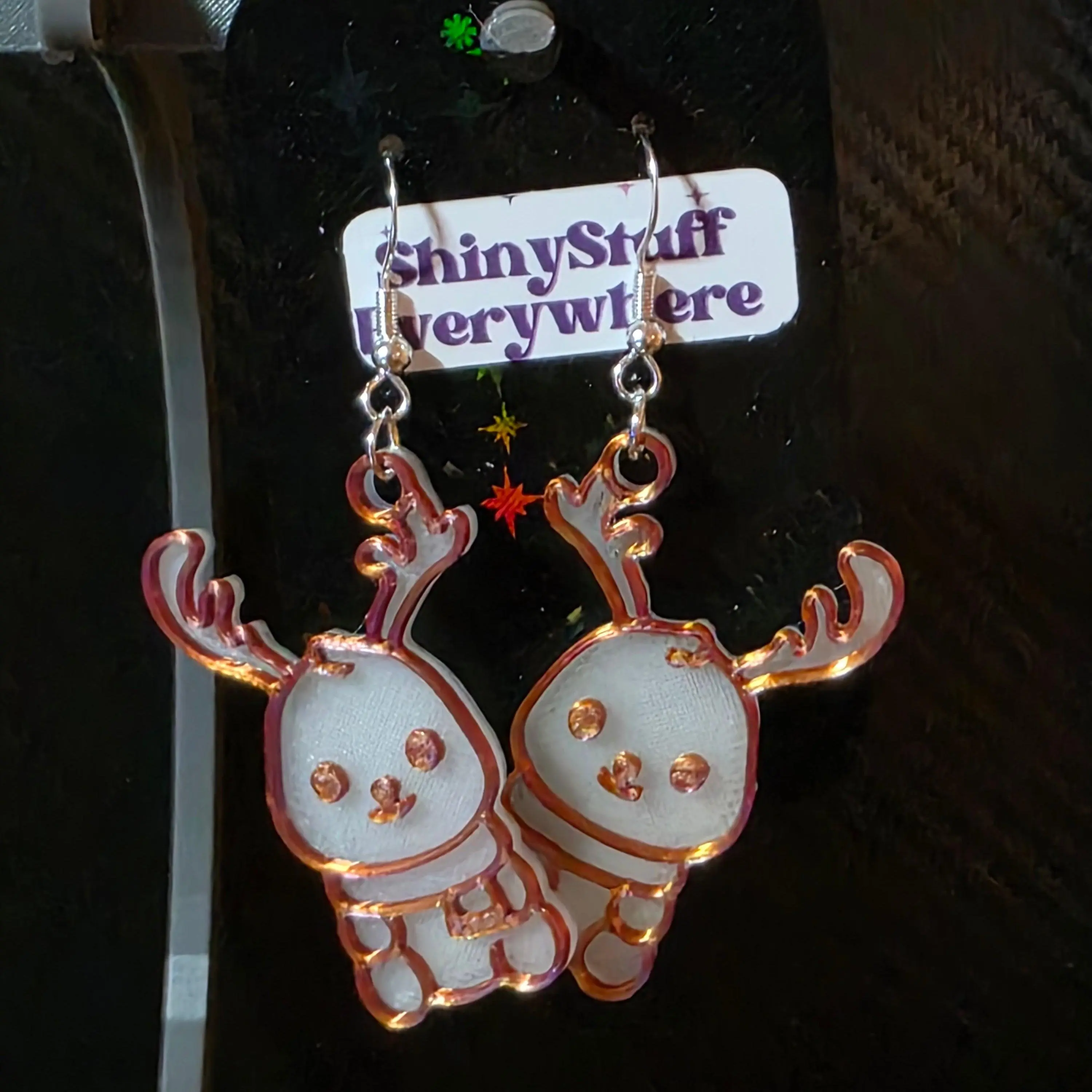 Unisex 3D Printed Glow-in-the-Dark Multi-Colored Cozy Animal Design Hook Earrings for Adults, 925 Sterling Silver Hooks, Note: Choking Hazard Small Parts