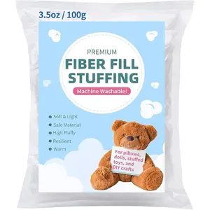 Premium Quality Machine Washable Ployester Fiberfill Stuffing for Crochet Animals Crafts Cushions Clouds and Pillows 100g/3.5oz