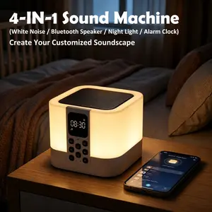 4-in-1 Sleep Aid White Noise Machine/Bluetooth Speaker/Night Light/Alarm Clock(Rain, Insects, Ocean Waves, Birdsong, Fan, Lullaby), Perfect Vibe Bedroom Decor, Great Gift for Dad, Grads & More summervibes outdoor fun