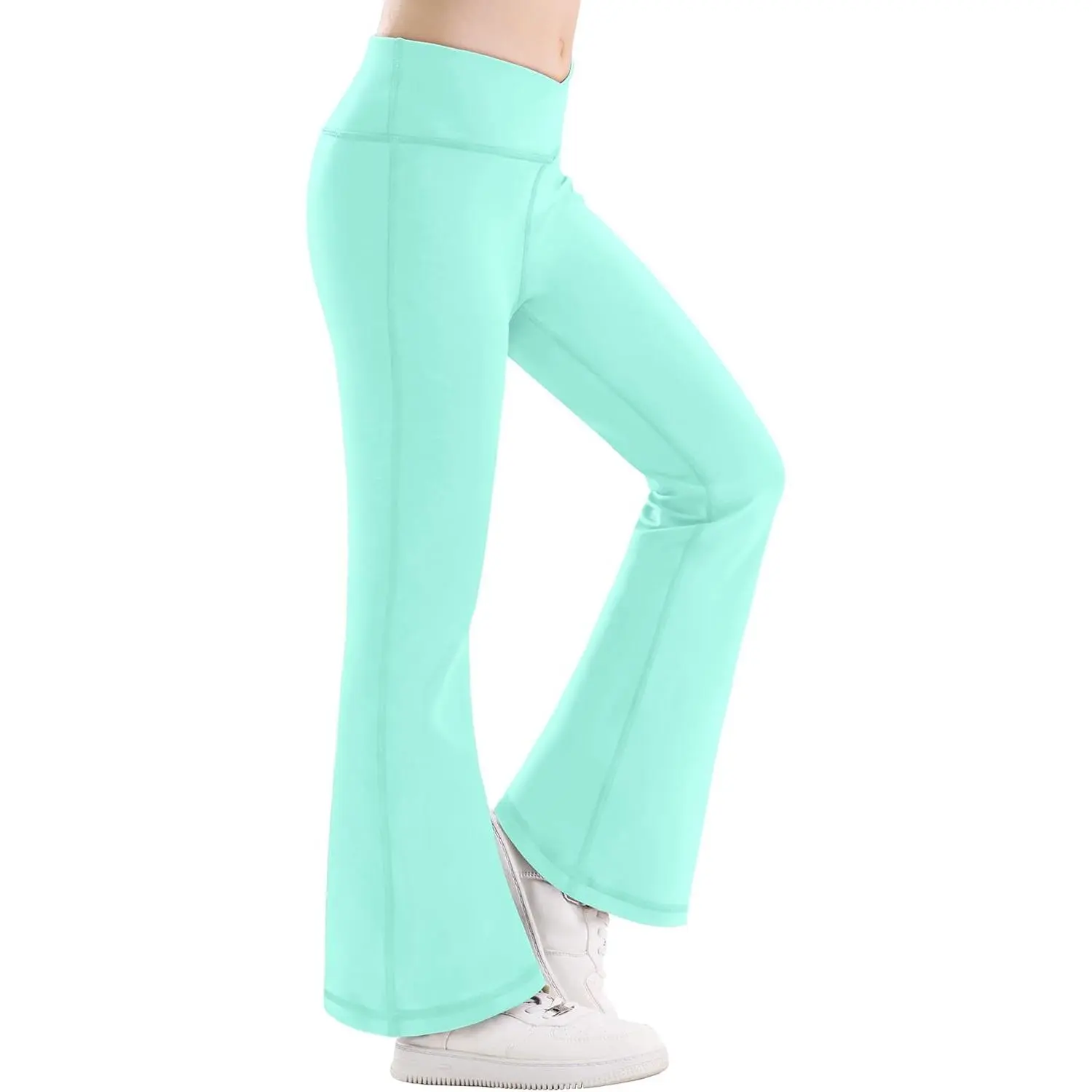 Girl's Cross High-Waisted Stretch Fabric Activewear Bootcut Flair Full-Length Pants - For Yoga, Play, Birthdays - Toddler Youth Bell Bottoms, Size Up Recommendation, 9-10 Years, 9-16y