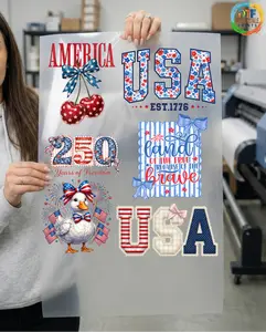 6PCS Designs 4th Of July Sheet, 4th of July Gang Sheet, America DTF Transfer, USA Ready For Press Designs, Independence Day Heat Transfer WS-29