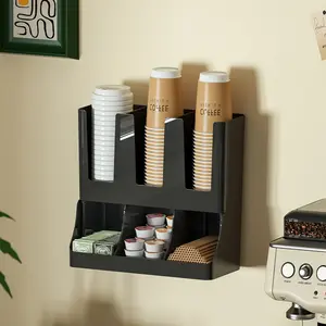 Multifunctional Disposable Paper Cup Holder Storage Box, Ideal for Coffee Shops and Tea Halls, Organizes Straws and Meets Various Storage Needs