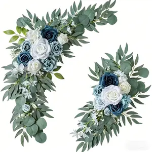 Forest Style Blue Artificial Rose Floral Arrangement, Atmosphere Enhancer Decorative Piece, Elegant Home Decoration Accessory