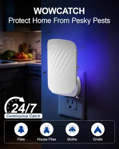 Plug-In Flying Insect Trap For Indoors, Blue UV Light Fruit Fly & Gnat Catcher With Sticky Cards, Silent Bug Pest Control For Home Kitchen & Plants, Pet Safe Mosquito Moth Drain Fly Eliminator, Mess-Free Glue Board Refill & Nightlight