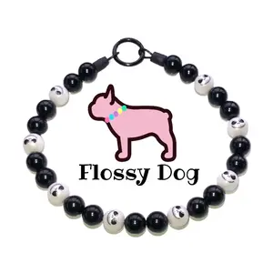 Skelly Beaded Dog Collar | Durable Dog Necklace | Halloween Jewelry for Dogs | Black Solids & Jack Matte Pearls