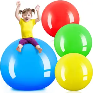 4 Pcs 30 Inch Big Bounce Ball Large Rubber Ball Giant Inflatable Kickball Outdoor Exercise Jumping Hopping for Outdoor Activity Game Sports Party