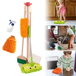 Yeeammk Kids Cleaning Toy Set with Broom, Mop Duster Dustpan & Organizing Stand for Toddlers Girls Boys, Springtok