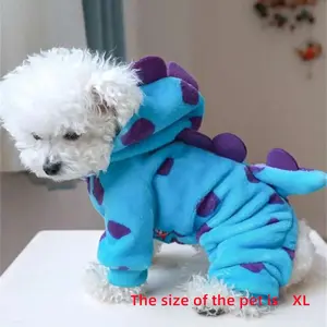 Cartoon Dinosaur Design Pet Hoodie, Creative Pet Warm Cross-dressing Four-legged Clothing, Cute Pet Clothes for Small Dogs & Cats, Pet Decorative Clothes