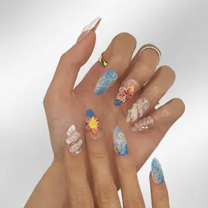 HAWAIIAN BREEZE 10PCS Handmade Press On Nails REUSABLE 3D Summer 2025