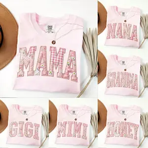Comfort Colors Custom Patchwork Floral Mama Shirt Set, Personalized Mom Grandma Gigi Nana Mimi Tee Collection, Family Name T-Shirts, Mother’s Day And Birthday Gift for Women