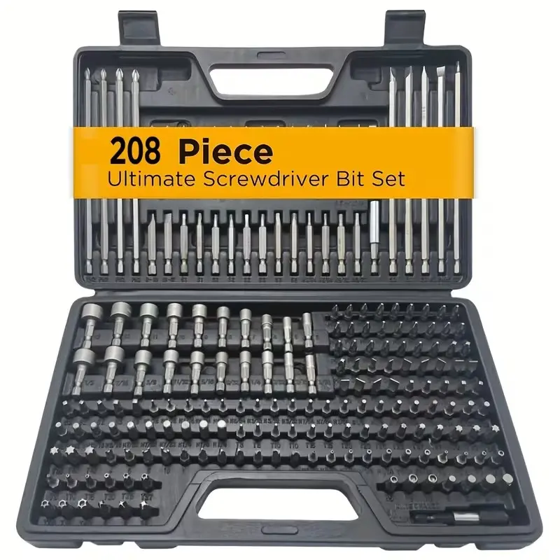208pcs Ultimate Screwdriver Bit Set, High Grade, Includes Security Bits, Chrome Vanadium Steel, Professional Screw Tools Box, Screwdriver Drill Bits