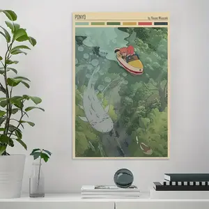 Ponyo Poster Anime Movie Posters for Room Aesthetic - Vintage Poster