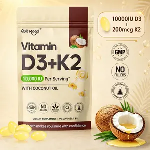 Vitamin D3 K2 10000 IU | High Potency 200mcg K2 | Better Absorption for Bone & Immune Support | 90 Softgels