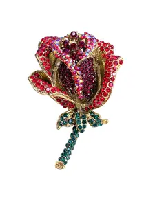 Beautiful Diamond Rose Brooch, Sparkling Crystal Fashion Jewelry, Perfect for Daily Wear & Holiday Gatherings, Ideal Gift for Women