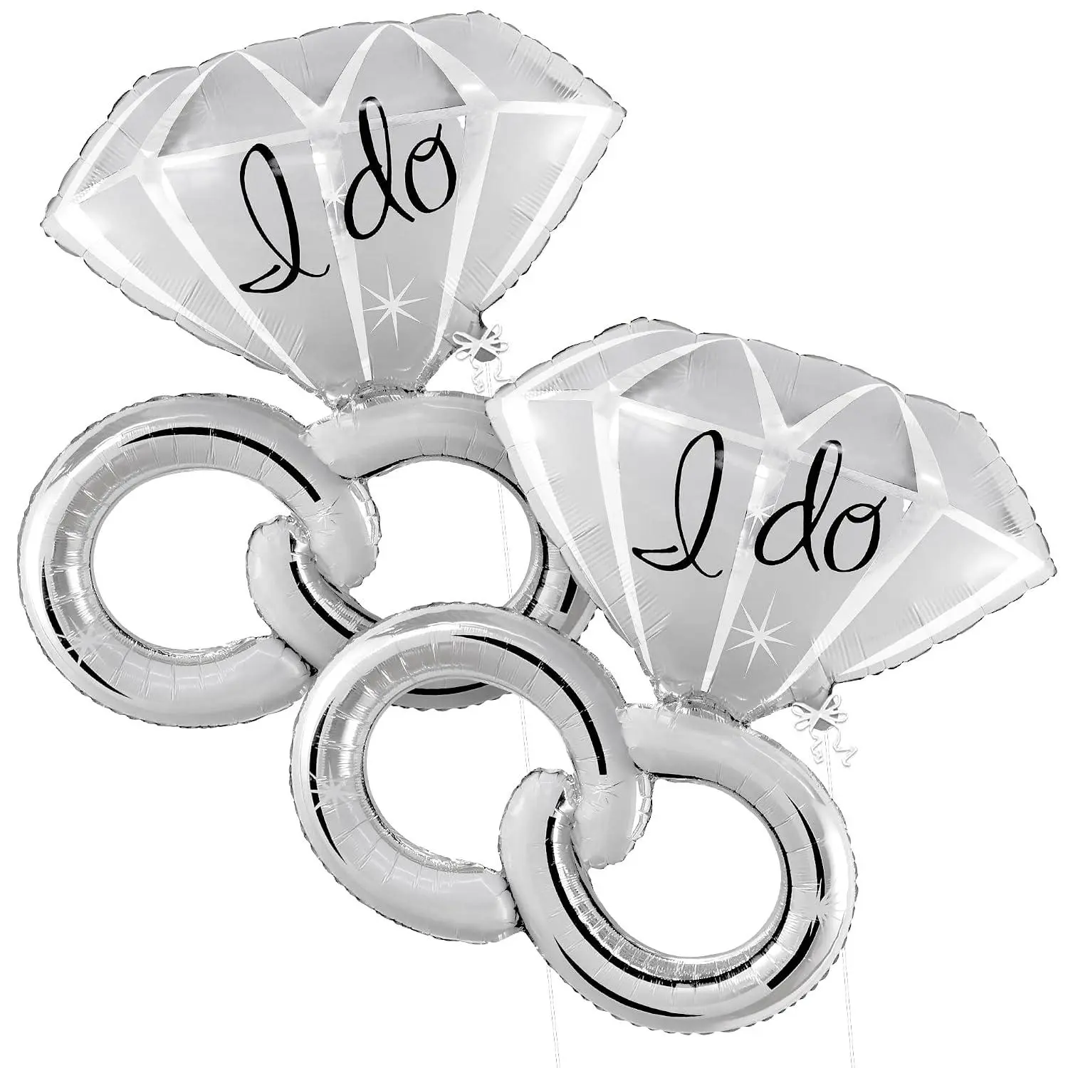 2Pcs Giant Diamond Ring I Do Balloons - 40 Inch | Silver Engagement Ring Balloon For Bachelorette Party Decorations, Engagement Party Decorations, Bridal Shower Decoration, Wedding Decor,