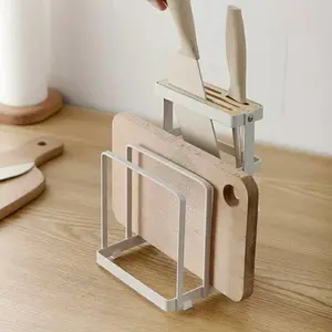 Durable Kitchen Storage Rack with Knife Holder, Cutting Board Slot, Utensil Organizer, Multi-Functional Kitchen Shelf for Knives & Dishes