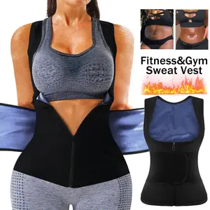Women Sauna Suit Waist Trainer Vest,Sweat Tank Top with Zipper Belt,Tummy Control Shapewear Gym Shirt,Fajas para mujer Sudadera de sauna