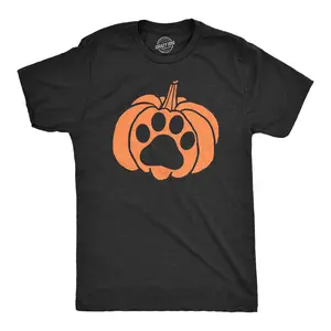 Mens Pumpkin Paw T Shirt Funny Halloween Jack-O-Lantern Pet Puppy Animal Lover Novelty Tee Mens Funny T Shirts Cool Vintage Fashion T-Shirt Gift Classic Menswear Halloween Apparel for Men Funny Dog Short Sleeve Black