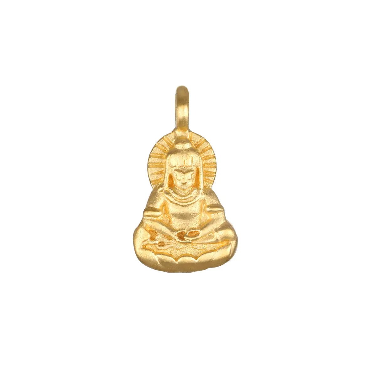 Sitting Buddha Charm 18kt Gold Plate Over Brass Pendant 14x10.5mm for Personalized Necklace PG0133-C Made in Thailand