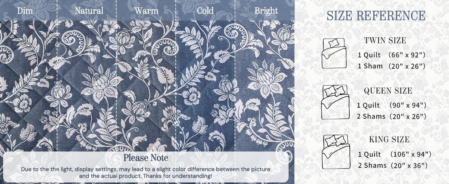 Quilt Set Twin Size, Oxford Blue Floral Quilt Sets, Reversible Bedspread Lightweight and Breathable for All Seasons, Soft Quilted Bedspread with 1 Pillow Sham Quilt Set Twin Size, Oxford Blue Floral Quilt Sets, Reversible Bedspread Lightweight and Breathable for All Seasons, Soft Quilted Bedspread with 1 Pillow Sham