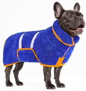 Bienbee Dog Bathrobe, Quick Drying Super Absorbent Dog Robes for After Bath, Warm Keeping Dogs Towel, Dogs Bath Supplies, Dark Blue M