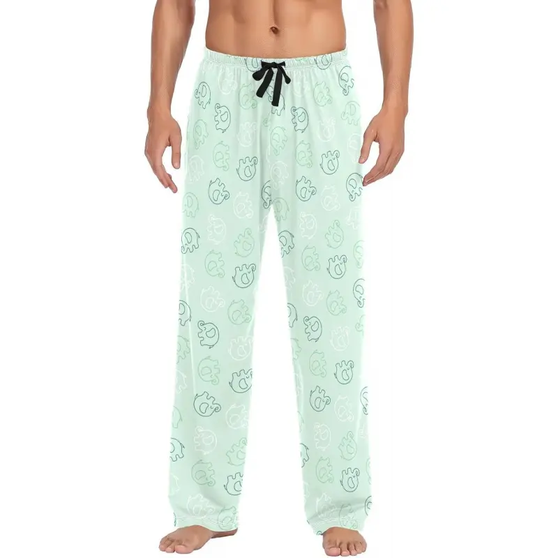 Men's Cotton Pajama Pants Soft Comfy Sleep & Lounge Pants Cute Elephants Pjs Bottoms with Pockets
