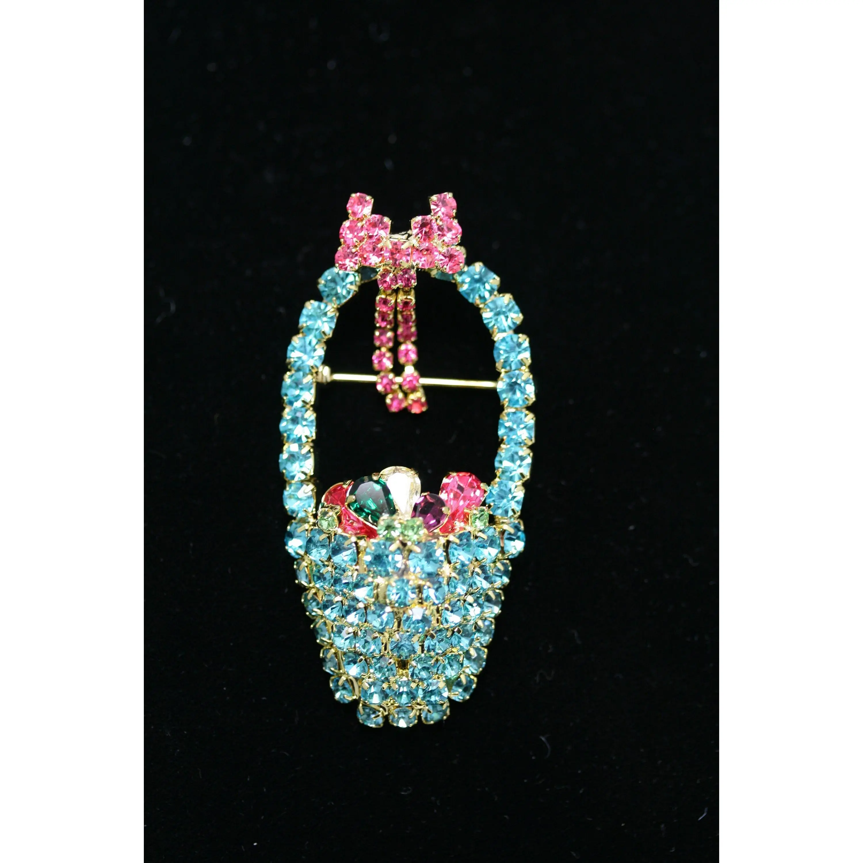 Rhinestone Easter Basket Brooch Pin, Easter Jewelry, Easter Egg Brooch Pin, Easter Holiday Jewelry Gift