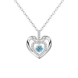 SQ Fashions 40cm+5cm New style necklace S999 pure silver necklace Heart-shaped pendant necklace
