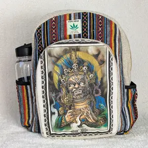 Himalayan Hemp Bhairab Printed Backpack Everyday Bag Day Bag For Adults Unisex With Laptop Compartment Upto 16 inch