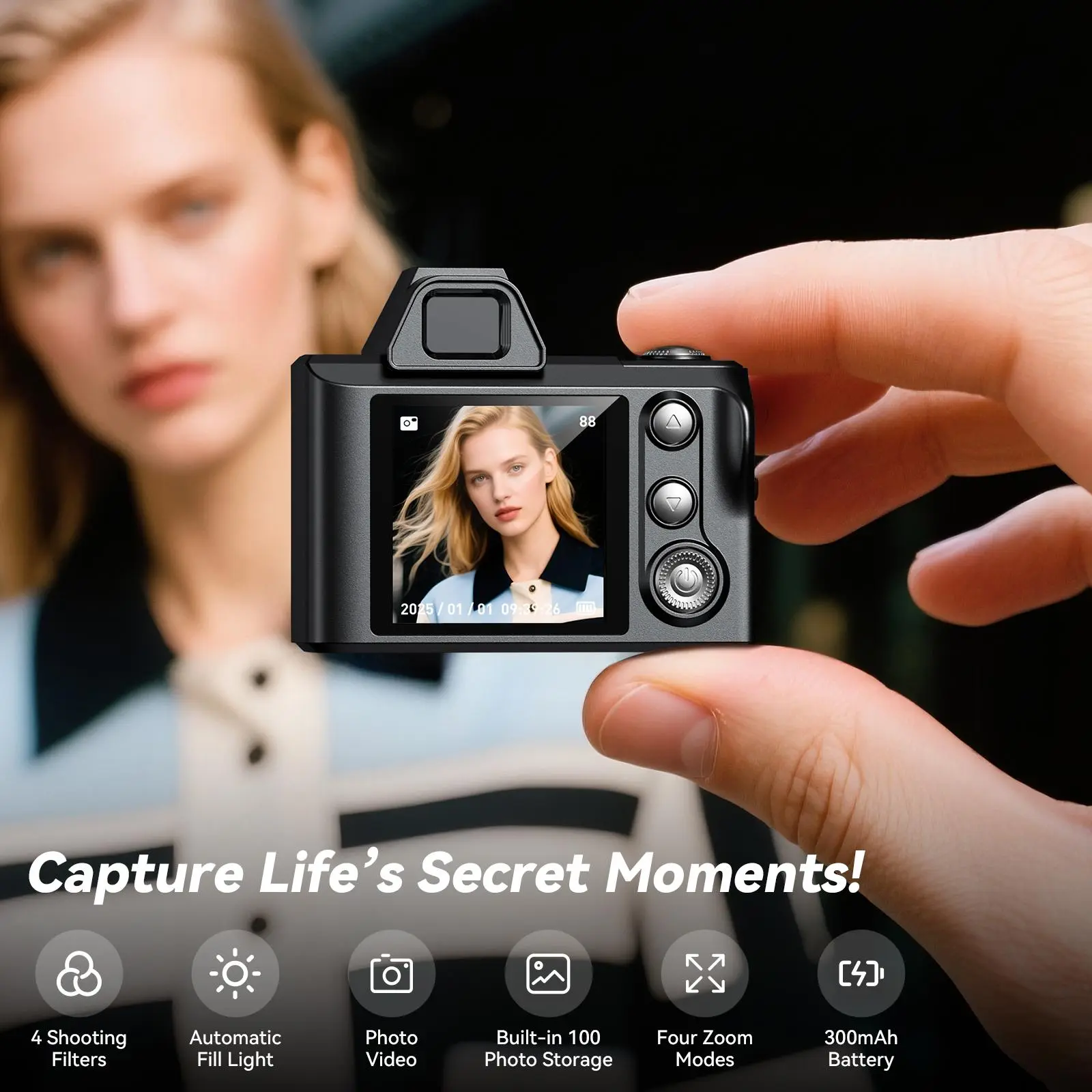 Kids Mini Camera Toy, Portable Digital Camera with Video Recording, HD Photo Camera for Children, Pocket Size Travel Toy, Creative Gift for Birthday Christmas