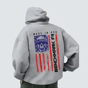 American FR Benchmark Skull Hoodie USA Flag Military Style Patriotic Combat Design Pullover Sweatshirt Unisex Freedom Fighter Tactical Wear