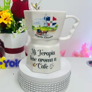 Orgullo Cibaeño Mi Terapia tiene aroma a Cafe Mug with Dominican Republic Design and Horse Carriage Illustration
